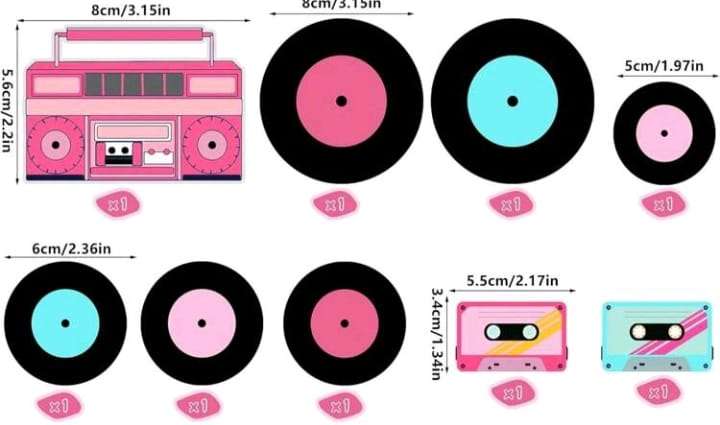9pc Disco Cardboard Cake Topper