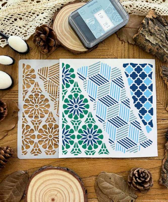 Cake Decorating Stencil Retro Geometric Pattern