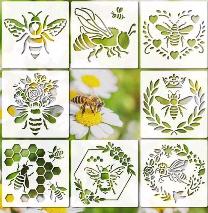 8pc Cake Decorating Stencil Honey bee