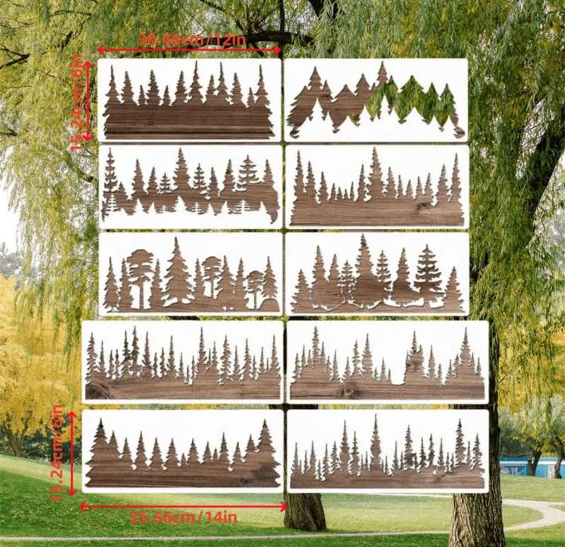 Cake Decorating Stencil Christmas Trees