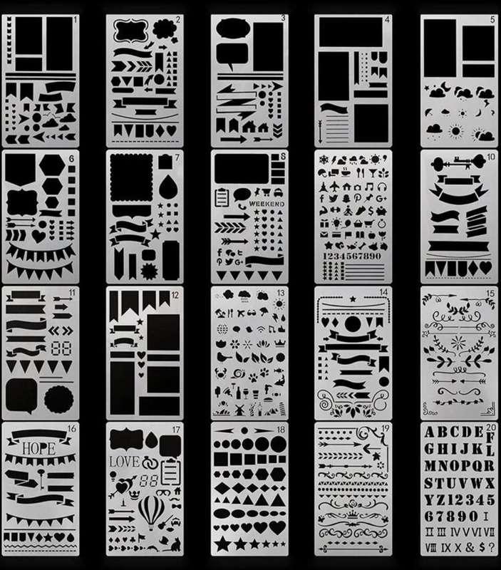 20pc Cake Decorating Stencil Geometric