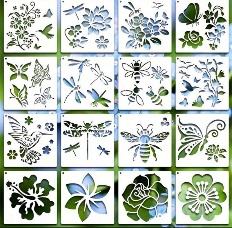 16pc Cake Decorating Stencil Bee Rose Butterfly