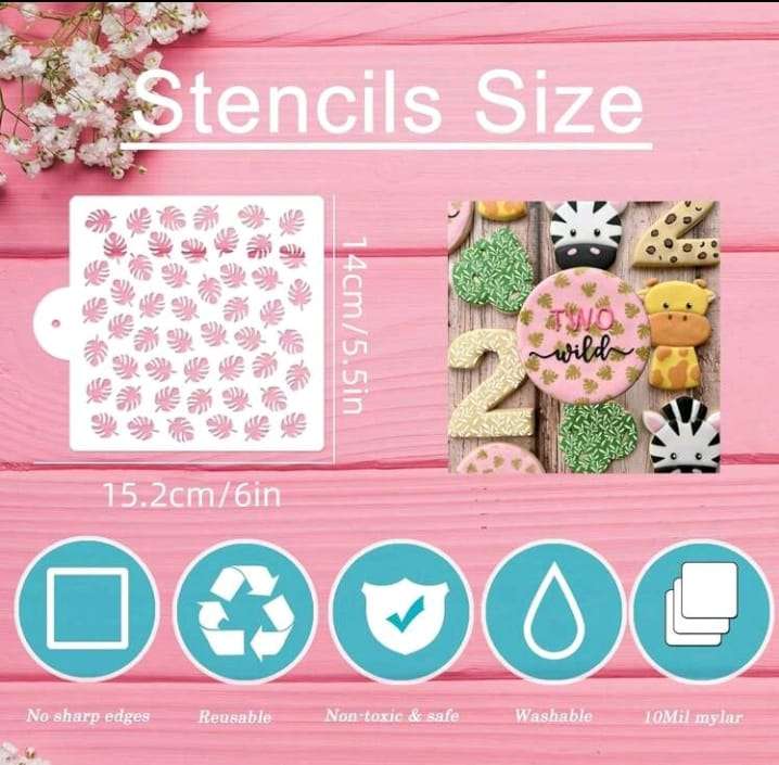 12pc Cake Decorating Stencil  Flowers and Leaves