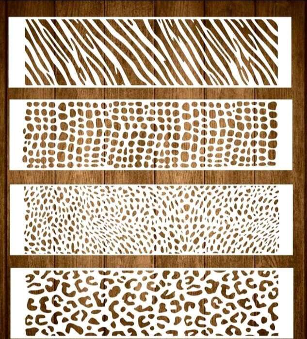 4pc Stencil Cake Decorating Animal Print