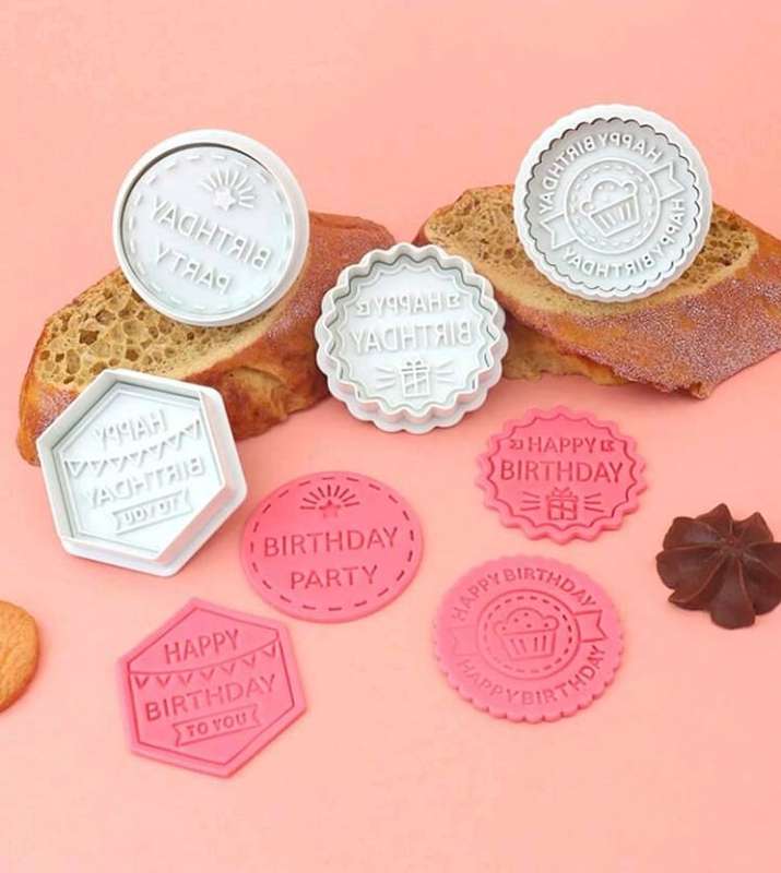 Plastic Cookie Cutter Stamp Happy Birthday