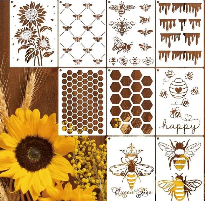 9pc Cake Decorating Stencil Honey Bee