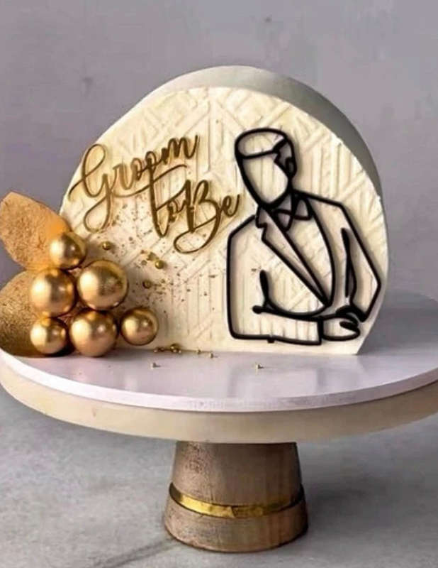 DD Line Art Abstract Acrylic Cake Topper Groom