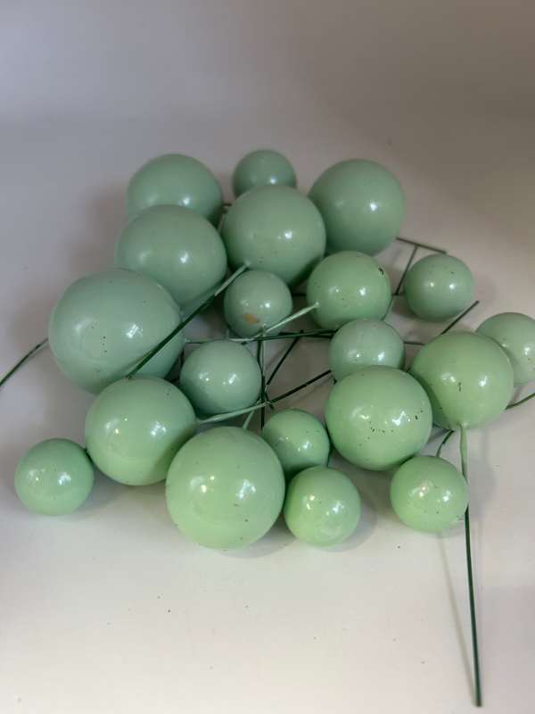 20pc Cake Topper Polystyrene Faux Balls Mint Green