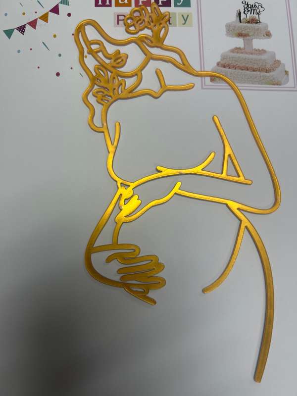 MM Line Art Abstract Pregnant Acrylic Cake Topper