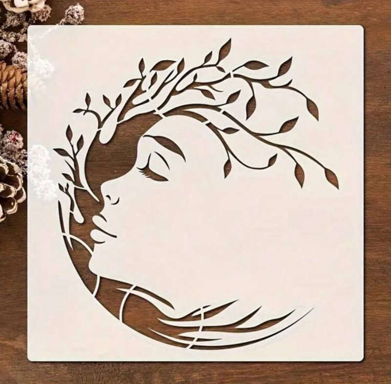 Cake Decorating Stencil Beauty Woman Face Tree