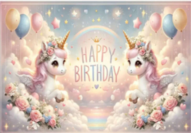 Cloth Party Backdrop 1mx1.5m Unicorn