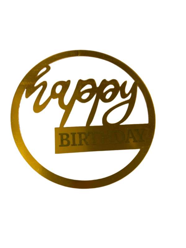 Nr451 Acrylic Cake Topper Happy Birthday Gold