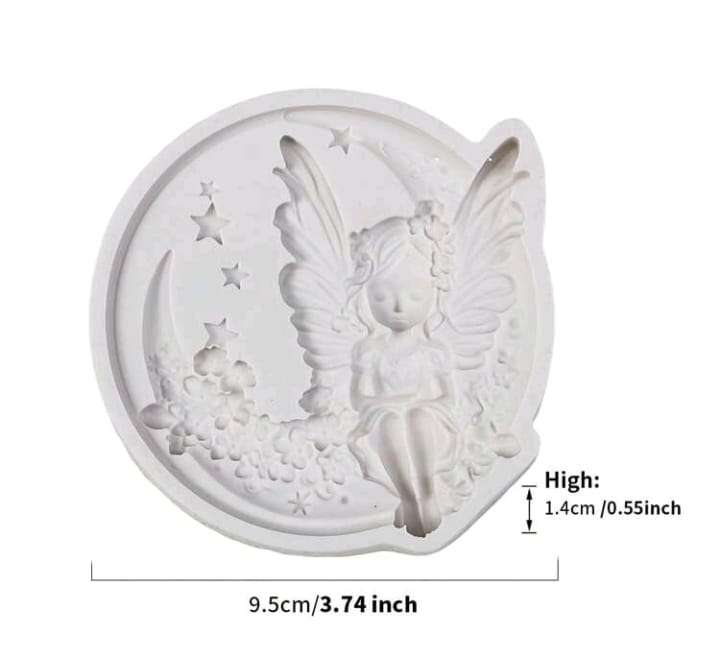 Silicone Mould Fairy Angel On Floral Moon