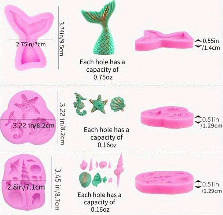 3pc Silicone Mould Under The Sea Set