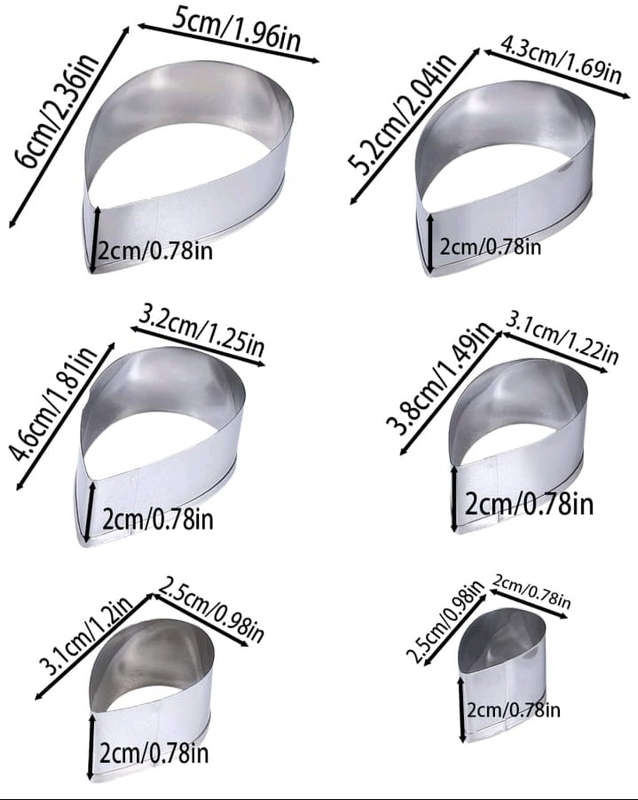 6pc Metal Cookie Cutter Rose Petal