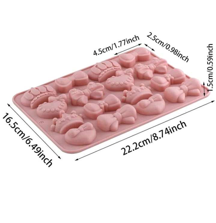 Silicone Mould Chocolate Crown Bow and Heart