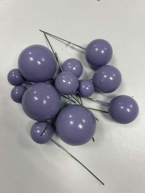 12pc Lavender Cake Topper Polystyrene Faux Balls