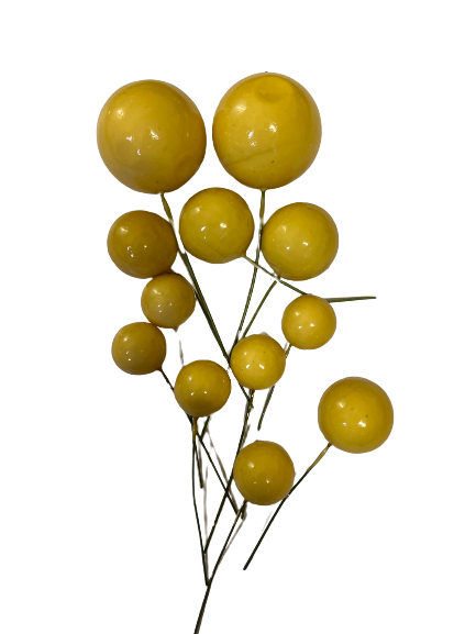 Cake Topper Polystyrene Faux Balls Yellow 12pc