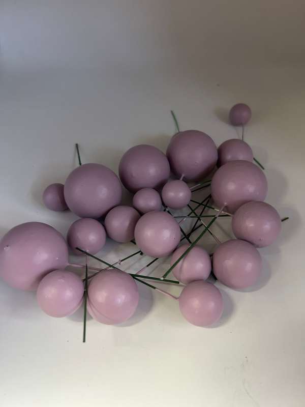20pc Cake Topper Polystyrene Faux Balls Pink Purple