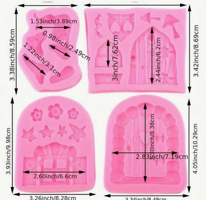 4pc Silicone Mould Fairy Garden Mushroom Set