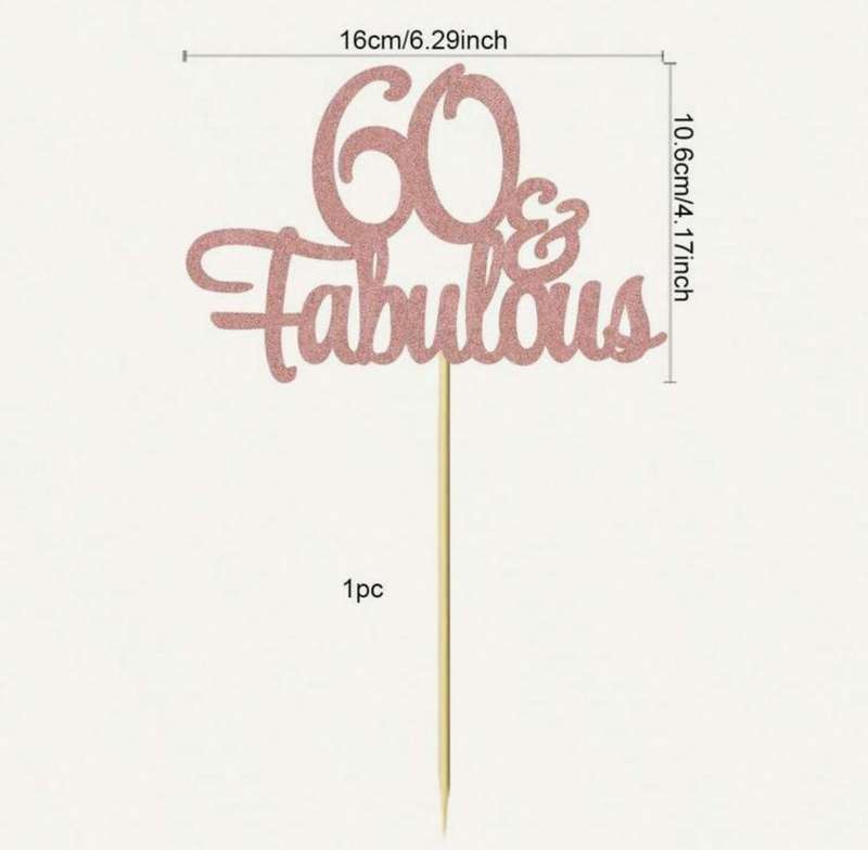 Cardboard Cake Topper 60 Fabulous