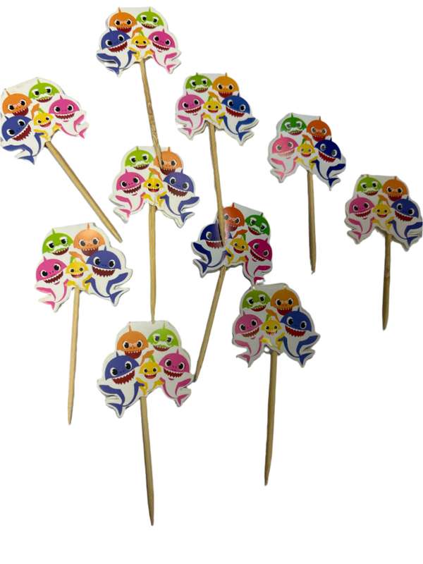 10pc  Cupcake Toppers Toothpicks Baby Shark