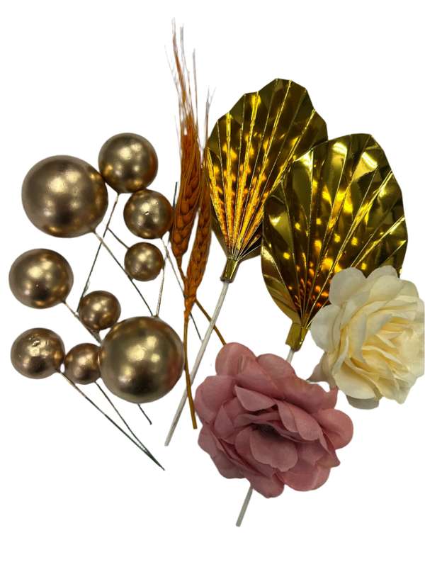 Cake Topper Palm Leaf Faux Balls