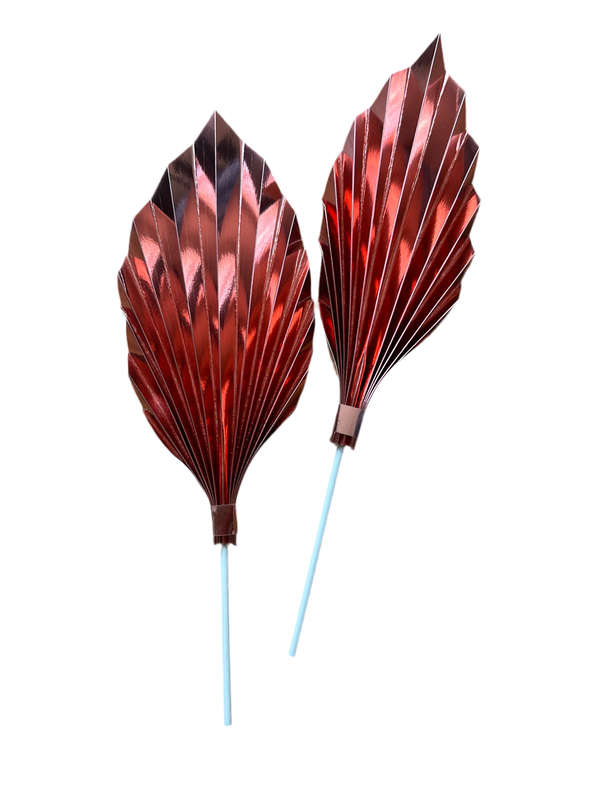 Paper Palm Leaf Rose Gold Cake Topper 2 per pack