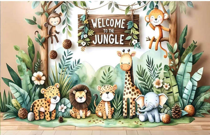 Cloth Party Backdrop 1mx1.5m Wild Animal