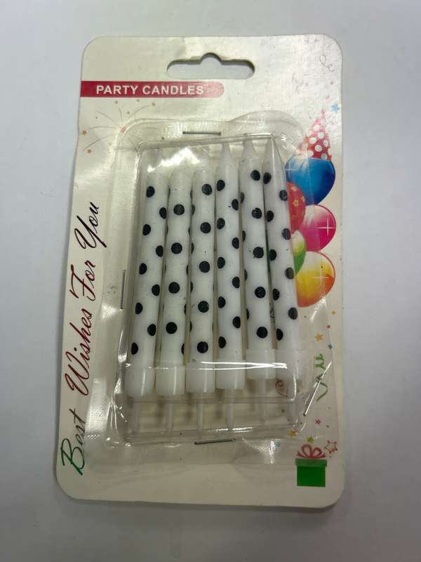 Happy Birthday Candle White Black  Dots