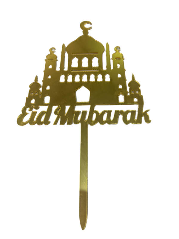 Nr364 Acrylic Cake Topper Eid Mubarak Gold