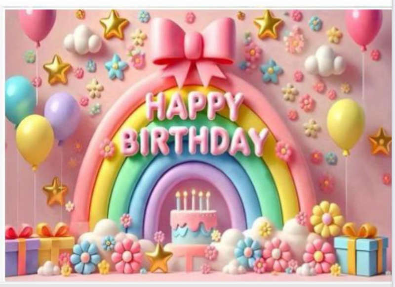 Rainbow Birthday Cloth Party Backdrop 70x100cm