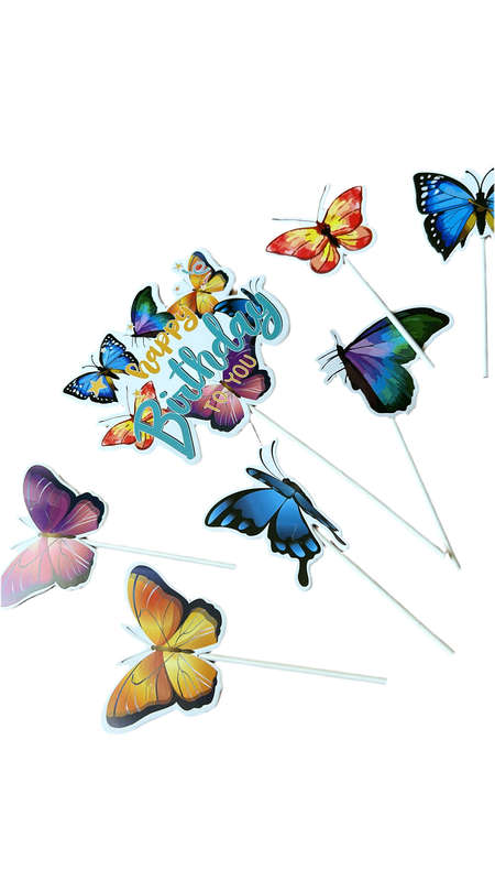Cardboard Cake Topper Happy Birthday To You Butterfly