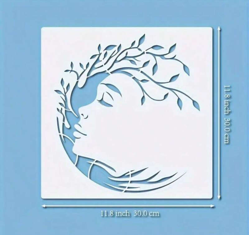 Cake Decorating Stencil Beauty Woman Face Tree