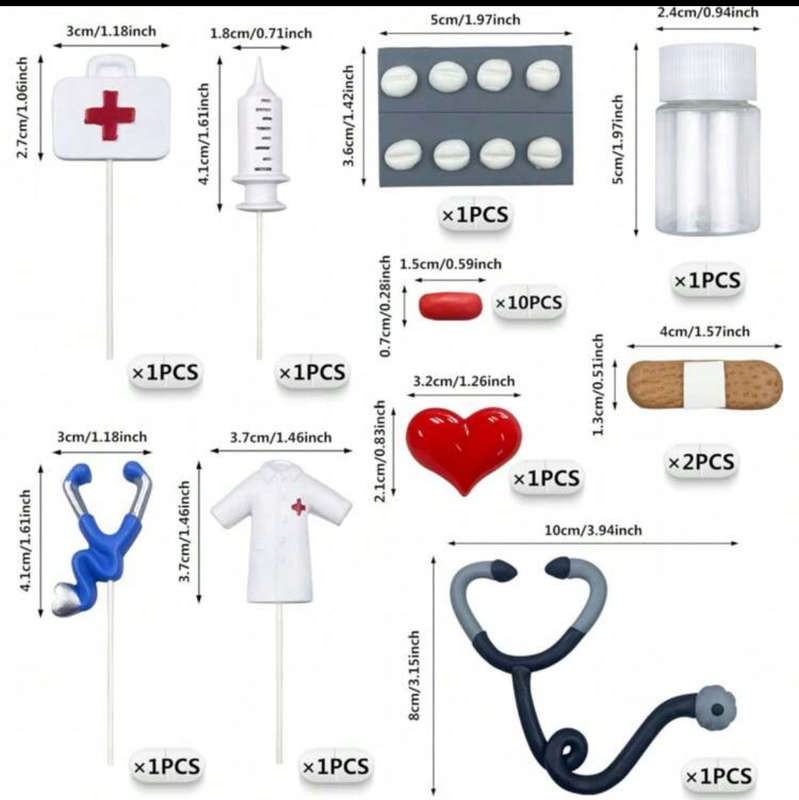 Plastic Cake Topper Set Doctor Nurse