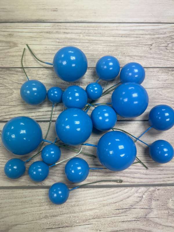 Cake Topper Polystyrene Faux Balls Sky Blue 20pcs