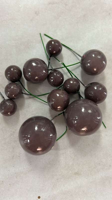 12pc Cake Topper Polystyrene Faux Balls Brown