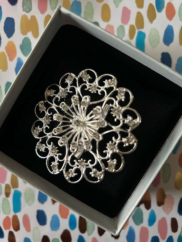Diamante brooch cake decorating