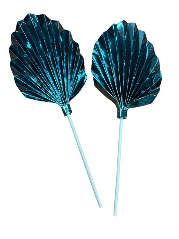 Paper Palm Leaf Cake Topper 2pc Green