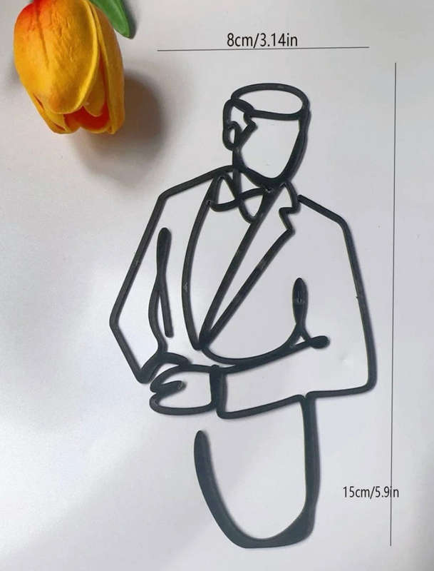 DD Line Art Abstract Acrylic Cake Topper Groom