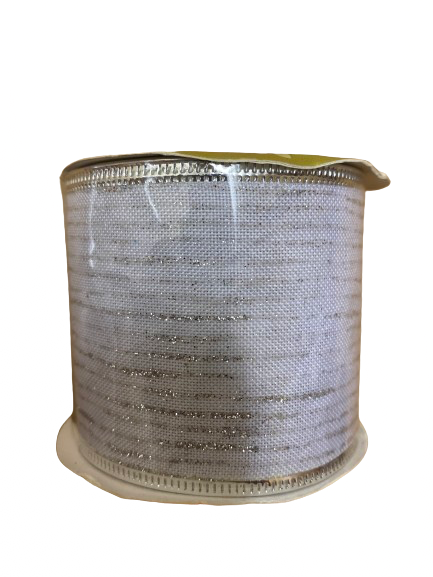 Glitter Wired Ribbon White
