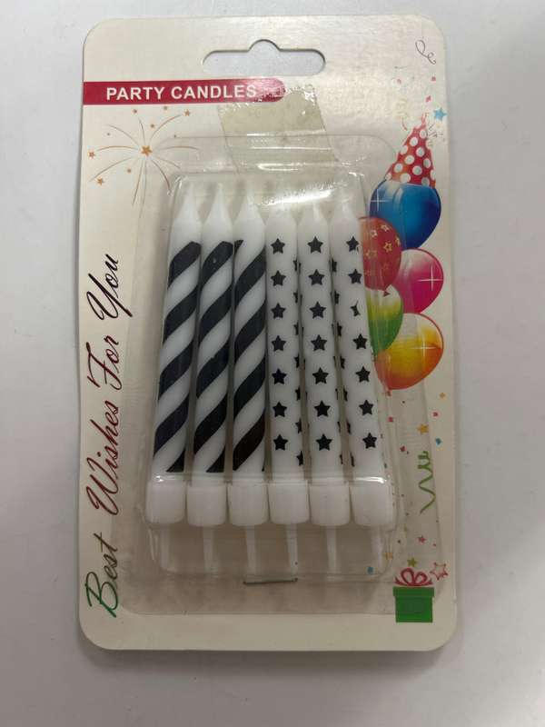 Happy Birthday Candle Black White Stars
