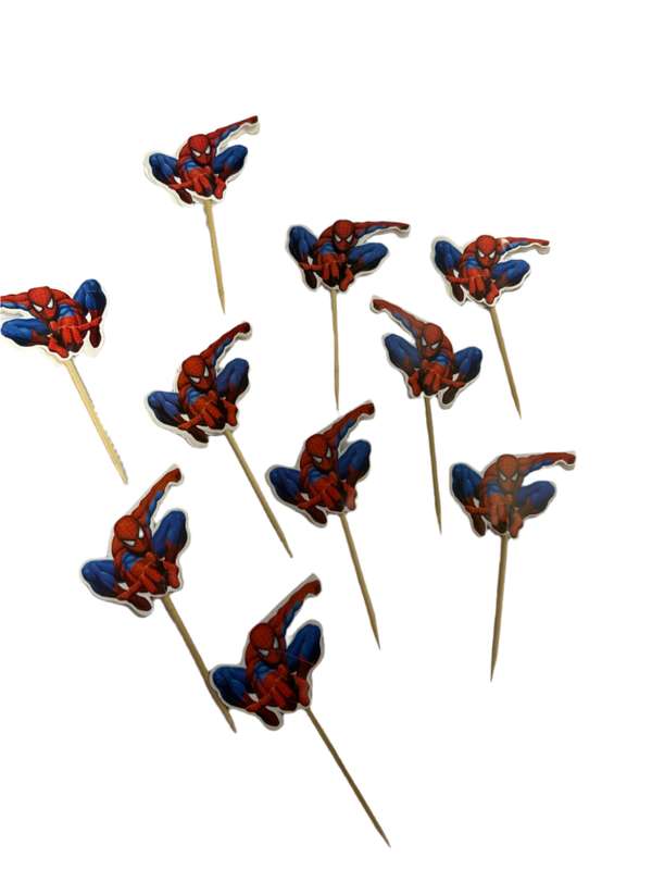 10pc Spiderman Cupcake Toppers Toothpicks