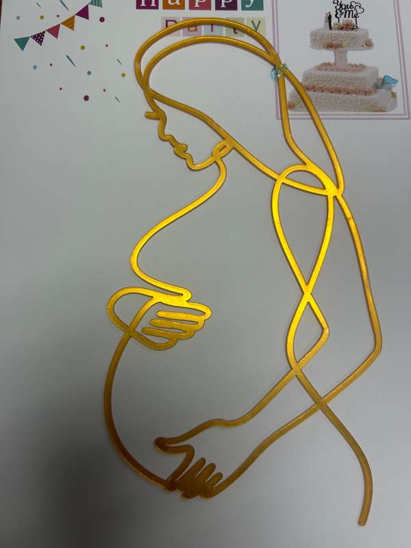 AAA Line Art Abstract Pregnant Acrylic Cake Topper