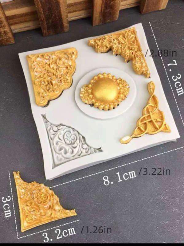 Silicone fondant mould. Frames and brooch