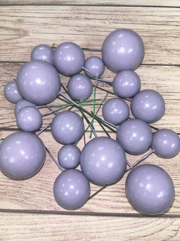 20pc Cake Topper Polystyrene Faux Balls Lilac