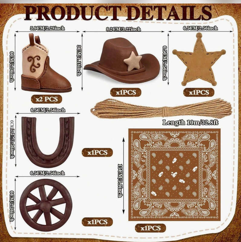 Cowboy Plastic Cake Topper Set