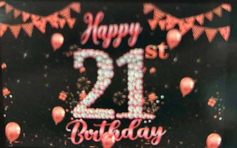 Cloth Party Backdrop 1mx1.5m Happy Birthday Pink 21st