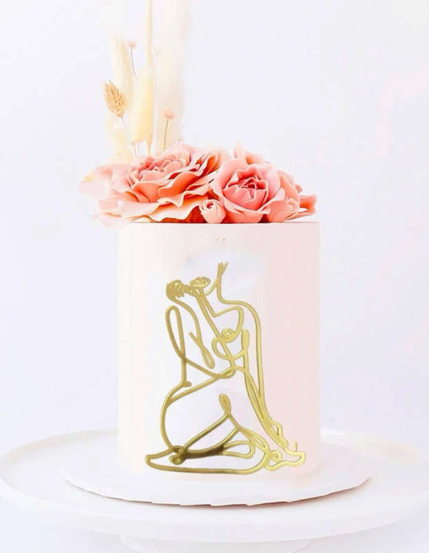 GG Line Art Abstract Acrylic Cake Topper Lady