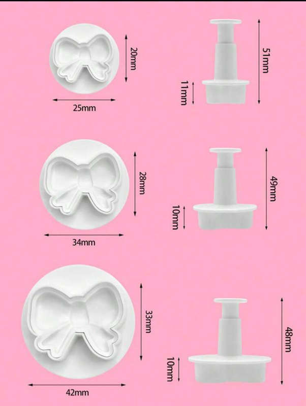 Bow Fondant plunger Cutter 3 piece set-B